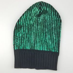 Black Green Metallic Winter Beanie {Chuns}